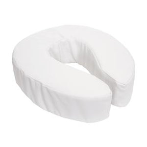 White foam toilet seat cushion for medical or home care use on white background