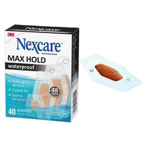 Nexcare Max Hold waterproof bandages box with one transparent adhesive bandage