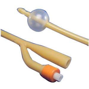 Latex Foley catheter with balloon, sterile medical tube for urinary drainage