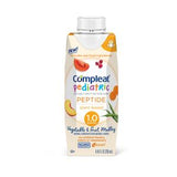 Compleat Pediatric Peptide plant-based tube feeding formula, 8 fl oz carton with vegetable and fruit illustrations