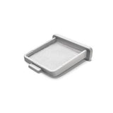 Rectangular white CPAP filter tray for respiratory device on white background