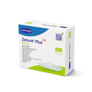 Box of Zetuvit Plus Silicone medical absorbent dressings for wound care