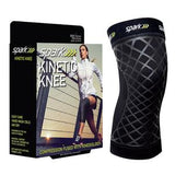 Kinetic knee compression sleeve with packaging, black elastic support for knee pain relief