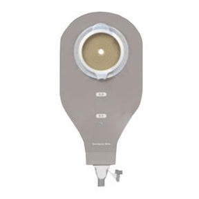 Ostomy pouch with adhesive barrier and drainable outlet, medical supply for stoma care