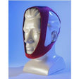 Adjustable chin strap for CPAP therapy on mannequin head, medical device for sleep apnea