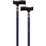 Blue walking canes with ergonomic handles, patriotic USA and American flag design