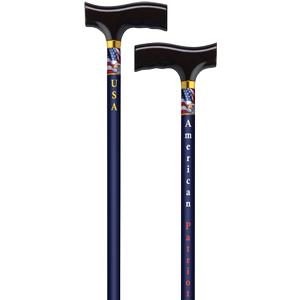 Blue walking canes with ergonomic handles, patriotic USA and American flag design