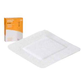 Large white foam wound dressing pad with packaging box for medical supplies