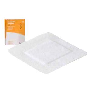 Large white foam wound dressing pad with packaging box for medical supplies
