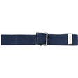 Dark blue adjustable medical tourniquet with buckle, used for home health care.