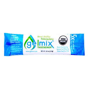 Gelmix thickener single-serve packet, blue and white, for thickening liquids