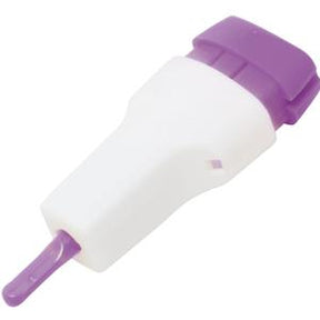 Safety lancet device for blood sampling, white body with purple tip and cap, medical supply