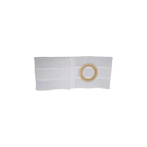 white abdominal ostomy belt with round stoma opening, medical support accessory