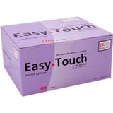 Easy Touch insulin syringe box, purple packaging, 100 count, for medical supply needs