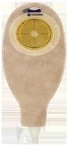 Beige ostomy pouch with circular adhesive, medical supplies for stoma care
