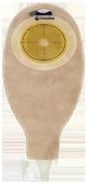 Beige ostomy pouch with circular adhesive, medical supplies for stoma care