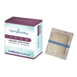 Simpurity foam wound dressing with adhesive border in retail box and sterile packaging