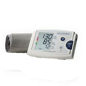 Digital blood pressure monitor with arm cuff and large LCD display