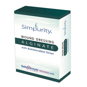 Simpurity alginate wound dressing box with antimicrobial silver for wound care