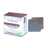 Simpurity foam wound dressing with ionic silver, square bandage and product box