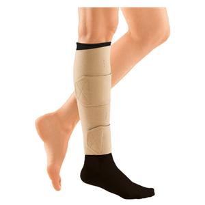 Compression leg wrap for chronic condition support, shown on lower leg and foot