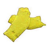 pair of yellow protective arm sleeves on white background, medical supply