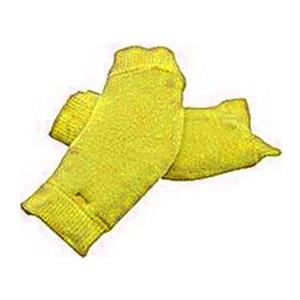 pair of yellow protective arm sleeves on white background, medical supply