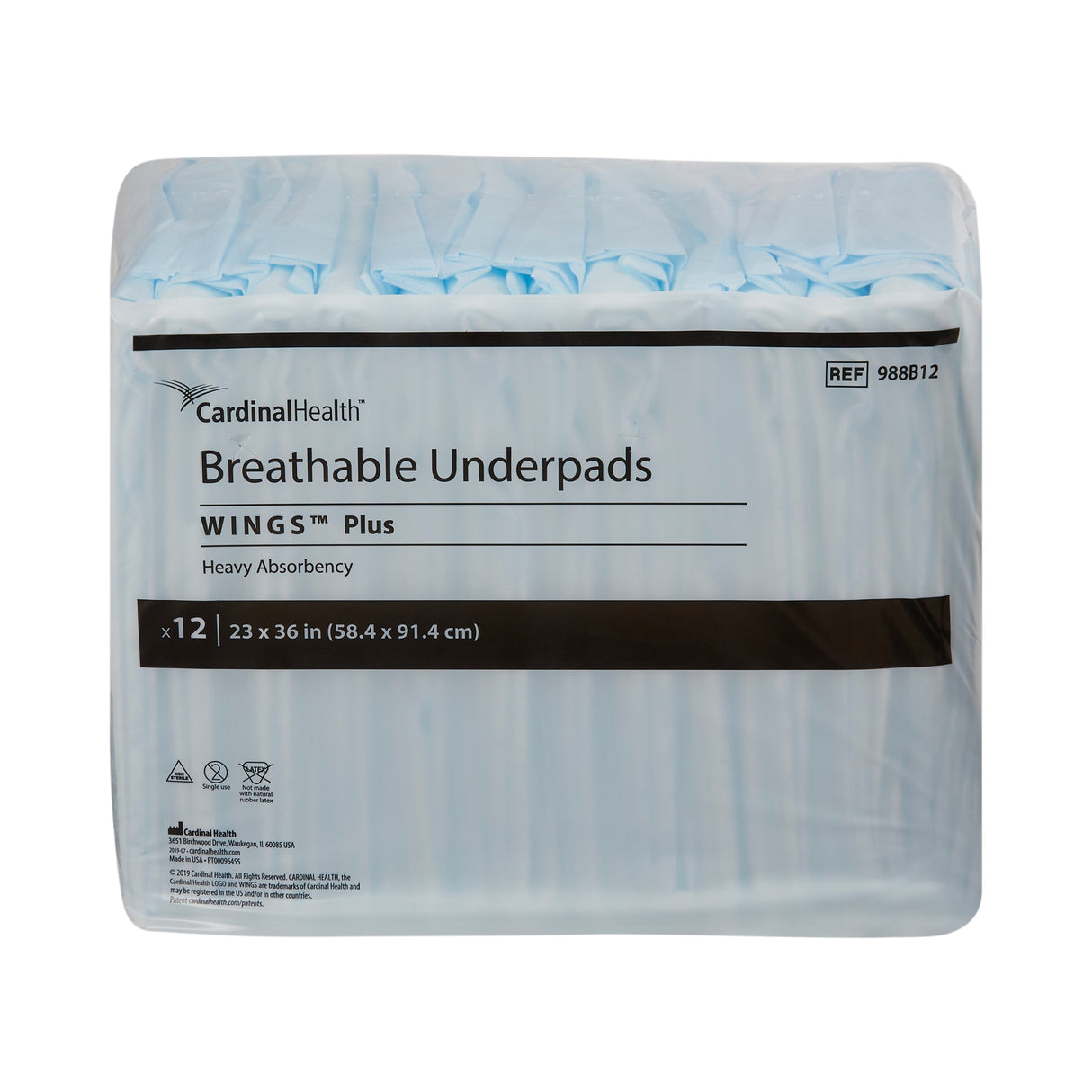 Cardinal Health, Breathable Underpads, Wings Plus, 23" X 36"