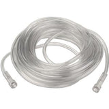 Clear oxygen supply tubing for medical use, coiled with standard connectors
