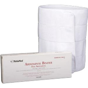 White abdominal binder with product box for medical support