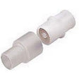 Medical oxygen tubing connectors on white background, respiratory supply accessory