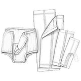 illustration of adult incontinence briefs and absorbent pads for medical use