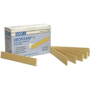 Urofoam adhesive foam strips with box, medical wound care supplies.