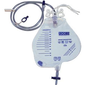 Medical urine drainage bag with tube and graduated measurement markings