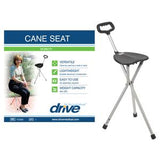 Folding cane seat with handle, lightweight and portable mobility aid, product display and features.