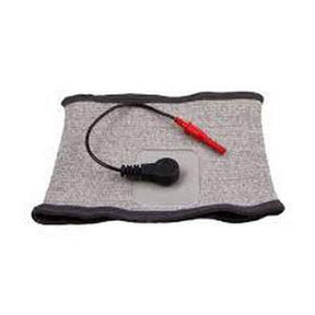 Gray medical electrode pad with attached lead wire for home therapy