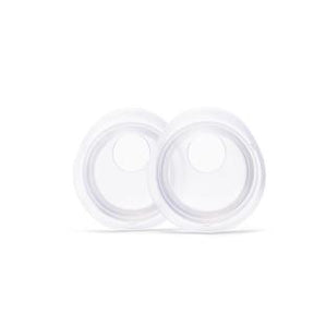 Two transparent circular medical adhesive patches for home medical supply use