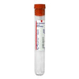 Sterile blood collection tube with orange cap for medical sample testing