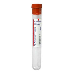 Sterile blood collection tube with orange cap for medical sample testing