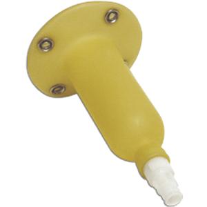 Yellow medical hose connector with mounting plate for home medical supply systems