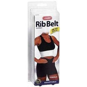 Female adjustable rib belt support in retail packaging for pain relief and compression.
