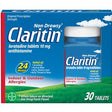 Claritin 10mg loratadine allergy relief tablets box with 30 count bottle, for indoor and outdoor allergies