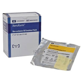 Covidien Xeroform non-occlusive oil emulsion wound dressing and box, 2x2 inch size