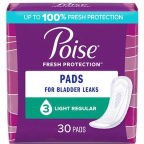 Poise Fresh Protection light regular pads for bladder leaks, 30 count package front