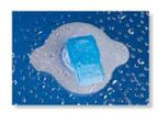 Water-resistant medical adhesive patch with blue sensor on wet surface