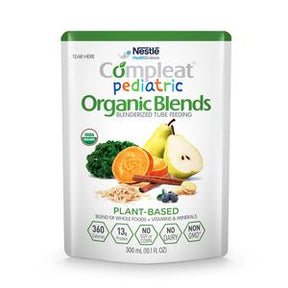 Compleat Pediatric Organic Blends tube feeding pouch with vegetables and fruit on front