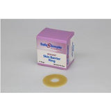 Skin barrier ring with product box for ostomy supplies on white background