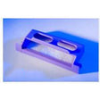 Purple medical device holder with slots, suitable for organizing home medical supplies