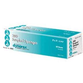 Box of 200 sterile surgical sponges, medical supplies, Dynarex packaging