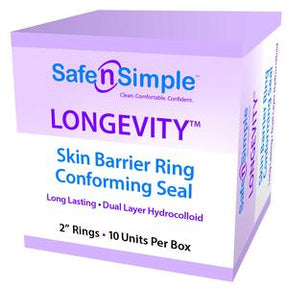 Box of skin barrier ring conforming seals for ostomy care, 2-inch rings, 10 units per box